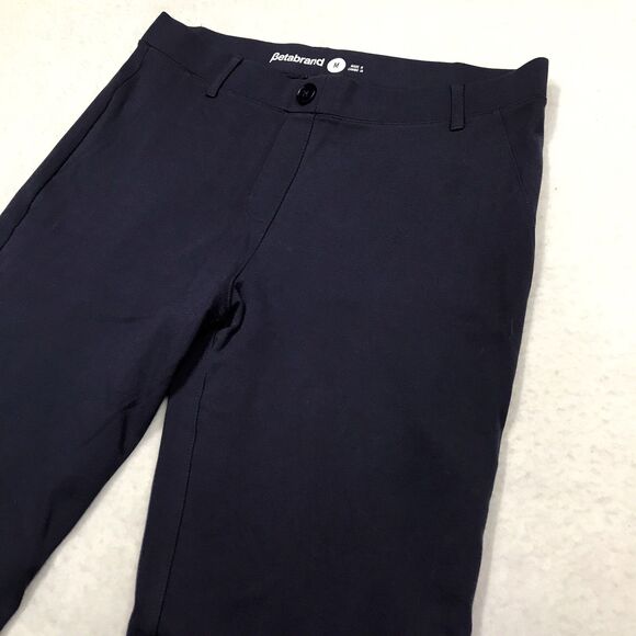 BETABRAND Classic Straight Yoga Dress Pant Women M Navy Stretch Denim Faux Zip - Picture 4 of 16